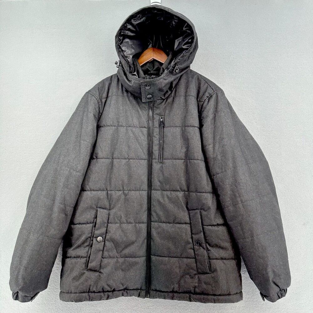 I Jeans by Buffalo Winter Coat Charcoal Black‎ Puffer Men's L Removable Hood